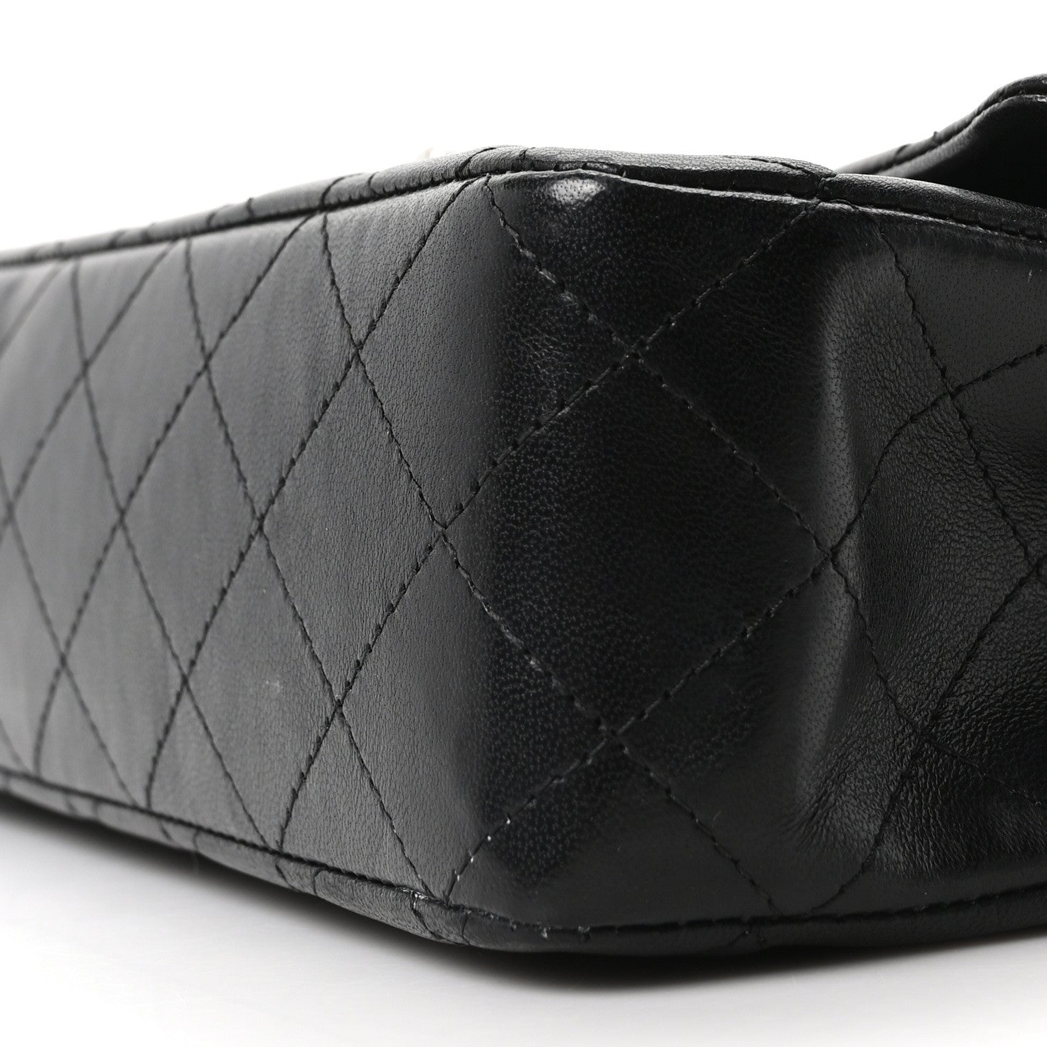 Lambskin Quilted Medium Double Flap Black