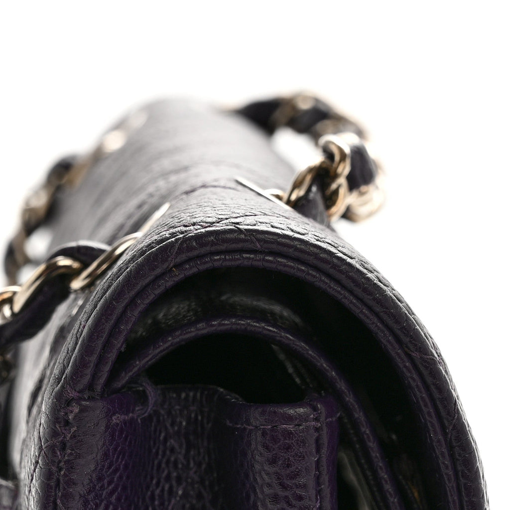 Caviar Quilted Small Double Flap Dark Purple
