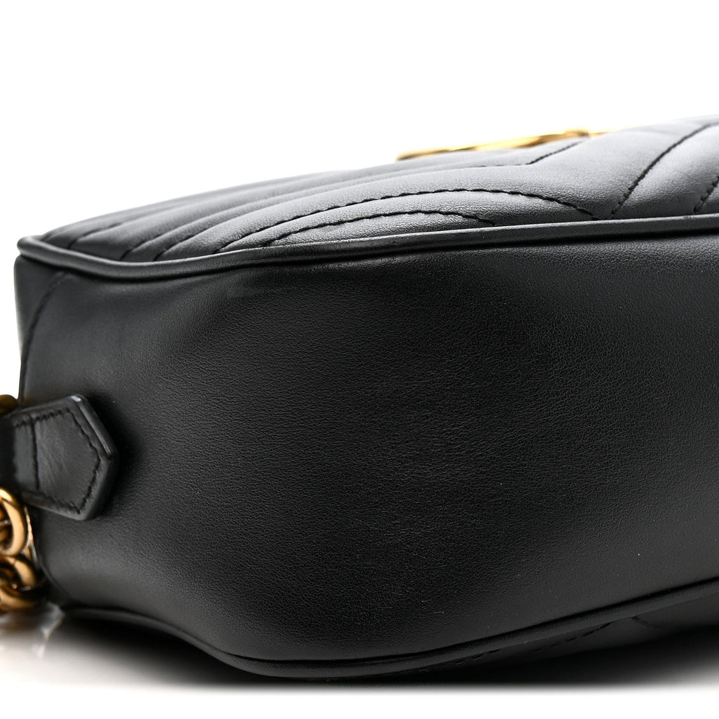 Calfskin Matelasse Small GG Marmont Chain Shoulder Bag Black
