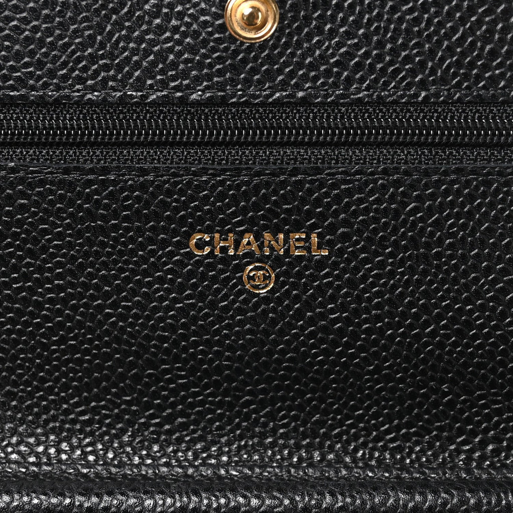 Caviar Quilted Wallet on Chain WOC Black