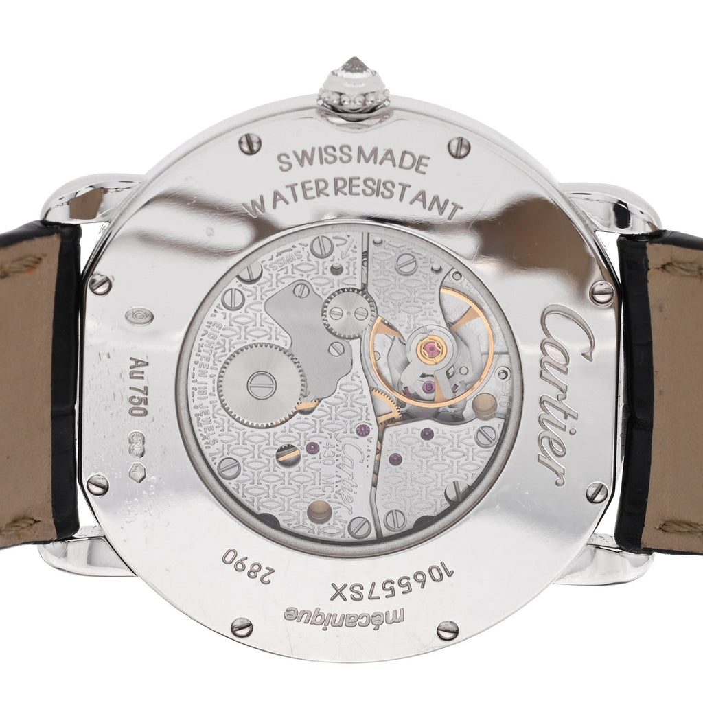 18K White Gold Alligator Diamond Bezel 36mm Ronde Louis Manual Winding Watch