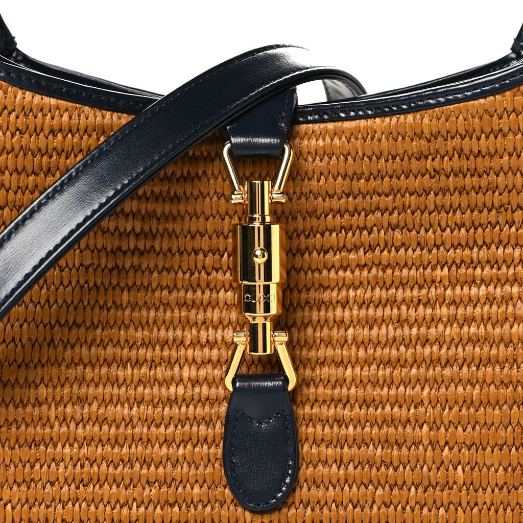 Straw Lux Boarded Dyana Lux Calfskin Small Jackie 1961 Hobo Dark Natural Blue