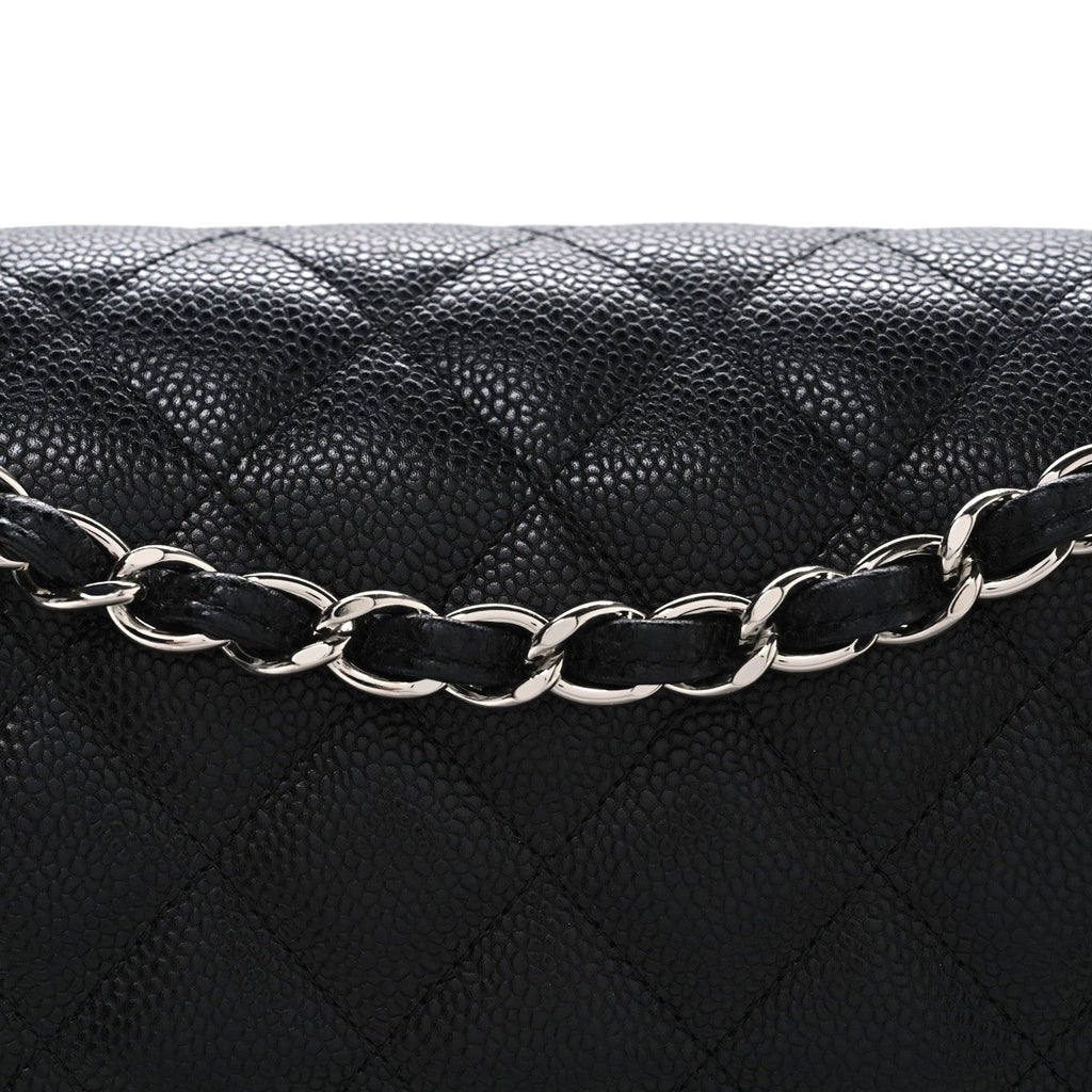 Caviar Quilted Jumbo Double Flap Black