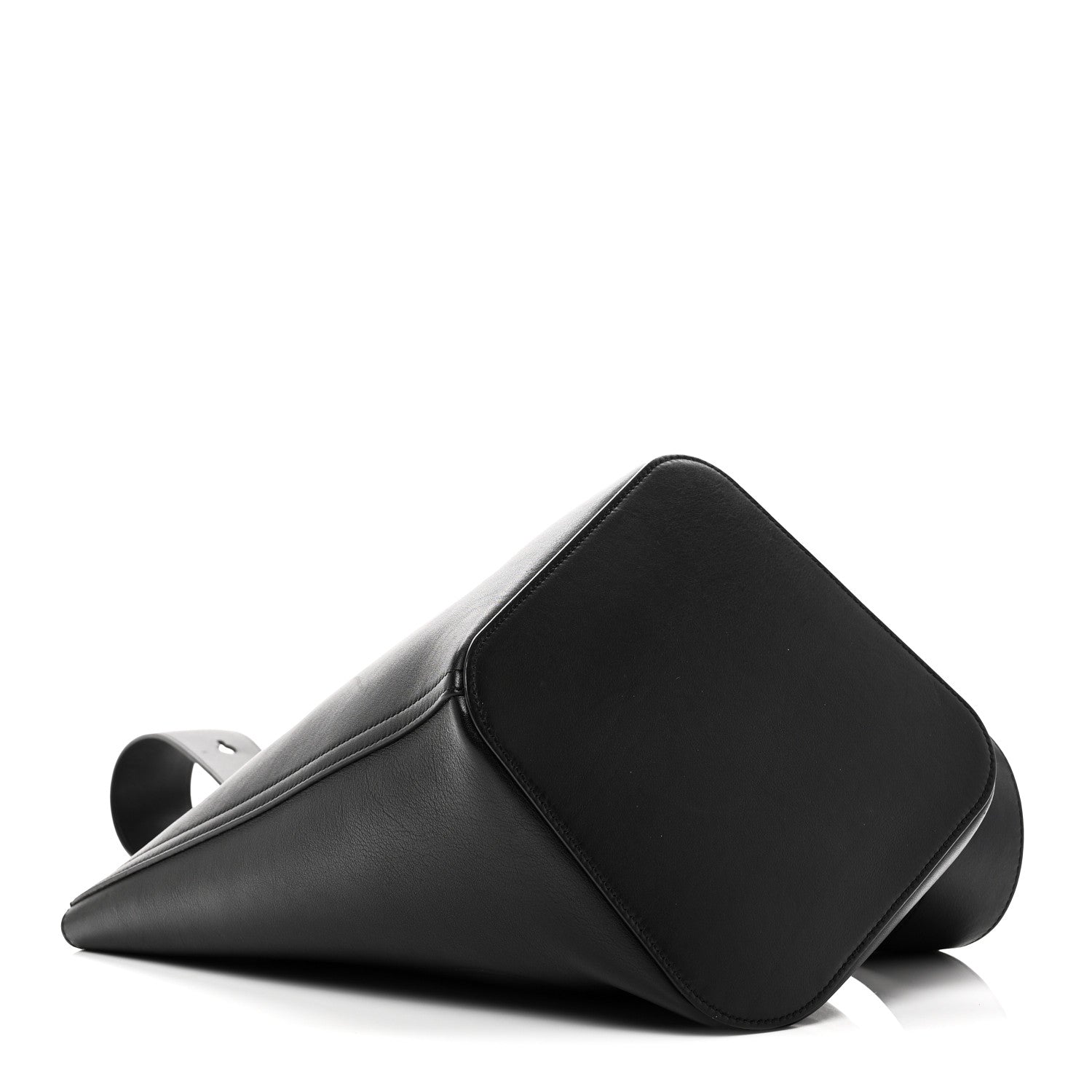 Smooth Calfskin Medium Pebble Bucket Bag Black