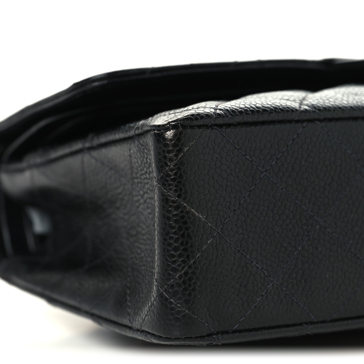 Caviar Quilted Medium Double Flap Black