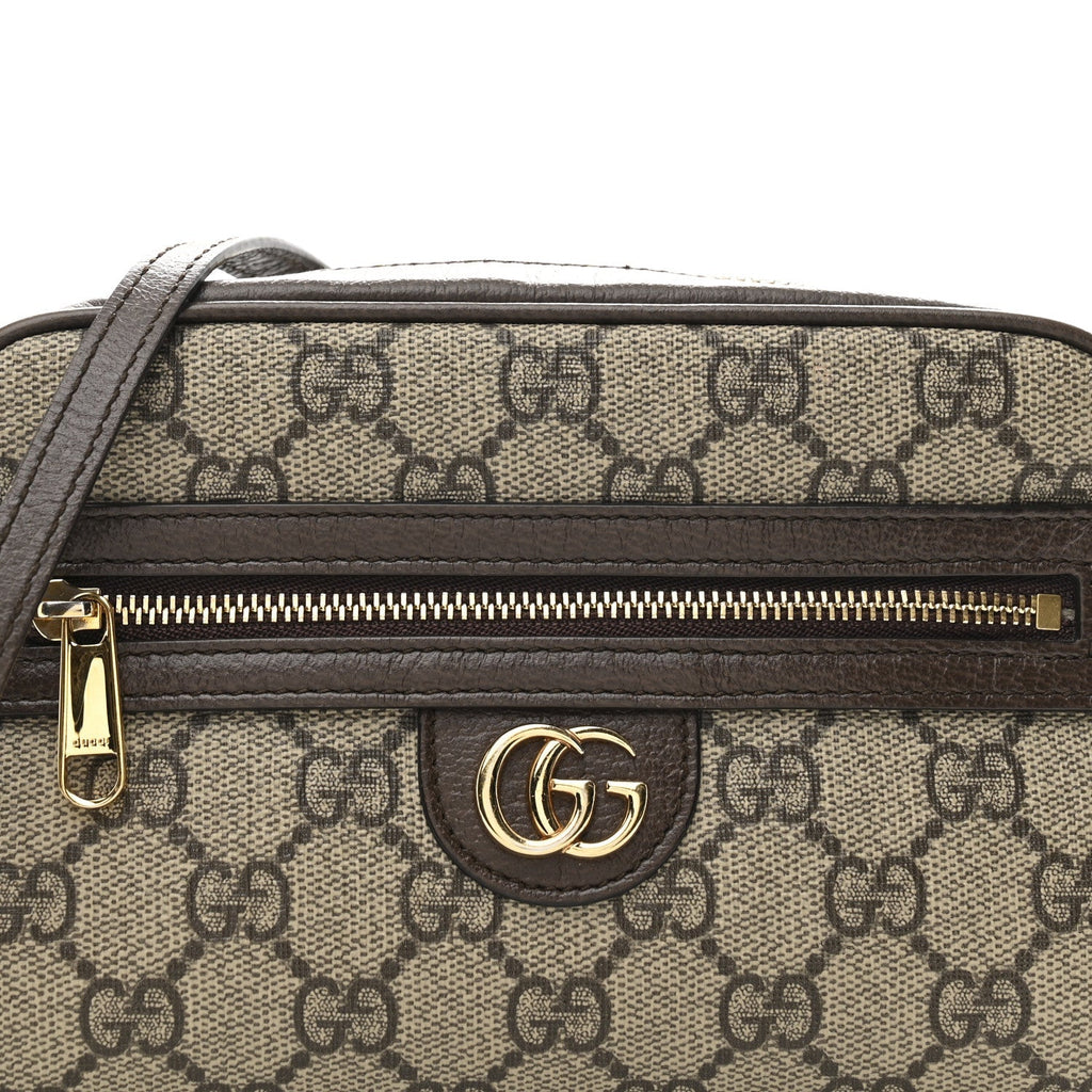 GG Supreme Monogram Textured Calfskin Super Mini Ophidia Shoulder Bag Beige Ebony New Acero
