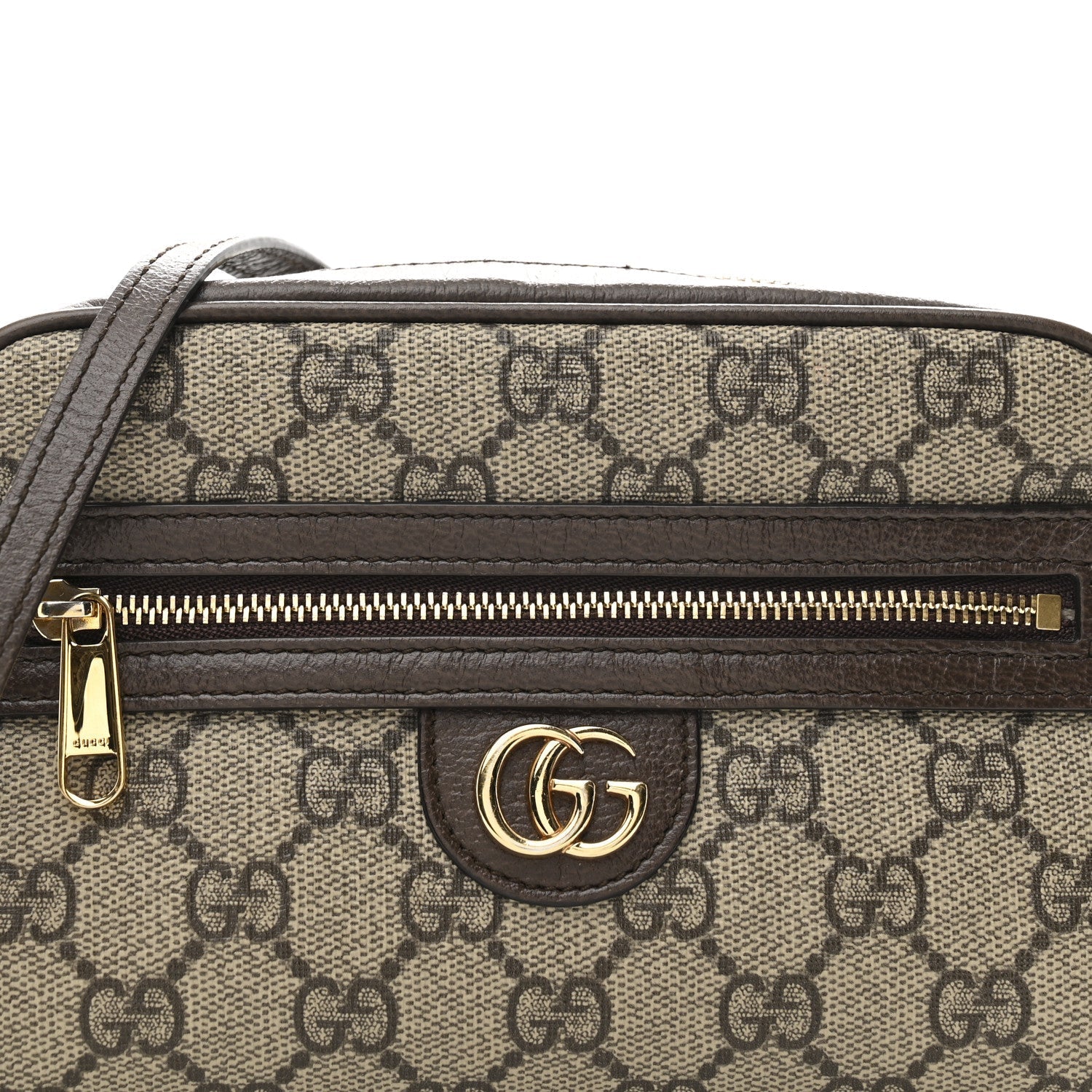 GG Supreme Monogram Textured Calfskin Super Mini Ophidia Shoulder Bag Beige Ebony New Acero
