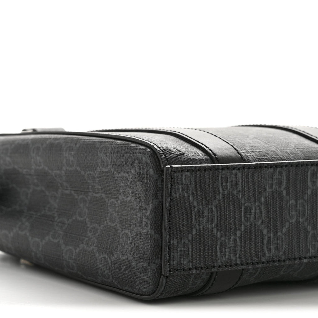GG Supreme Monogram Appia Calfskin Web Mini Tote Bag Black