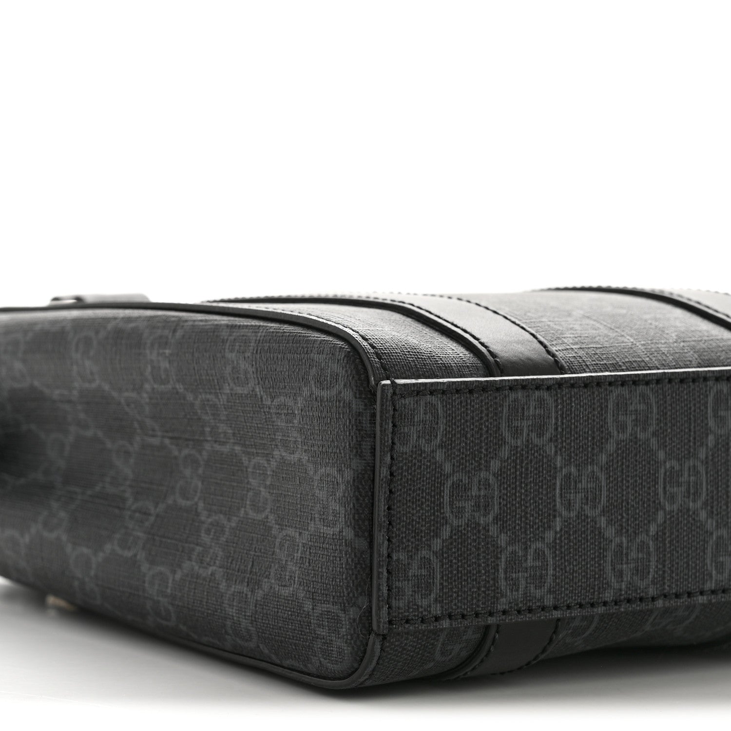 GG Supreme Monogram Appia Calfskin Web Mini Tote Bag Black