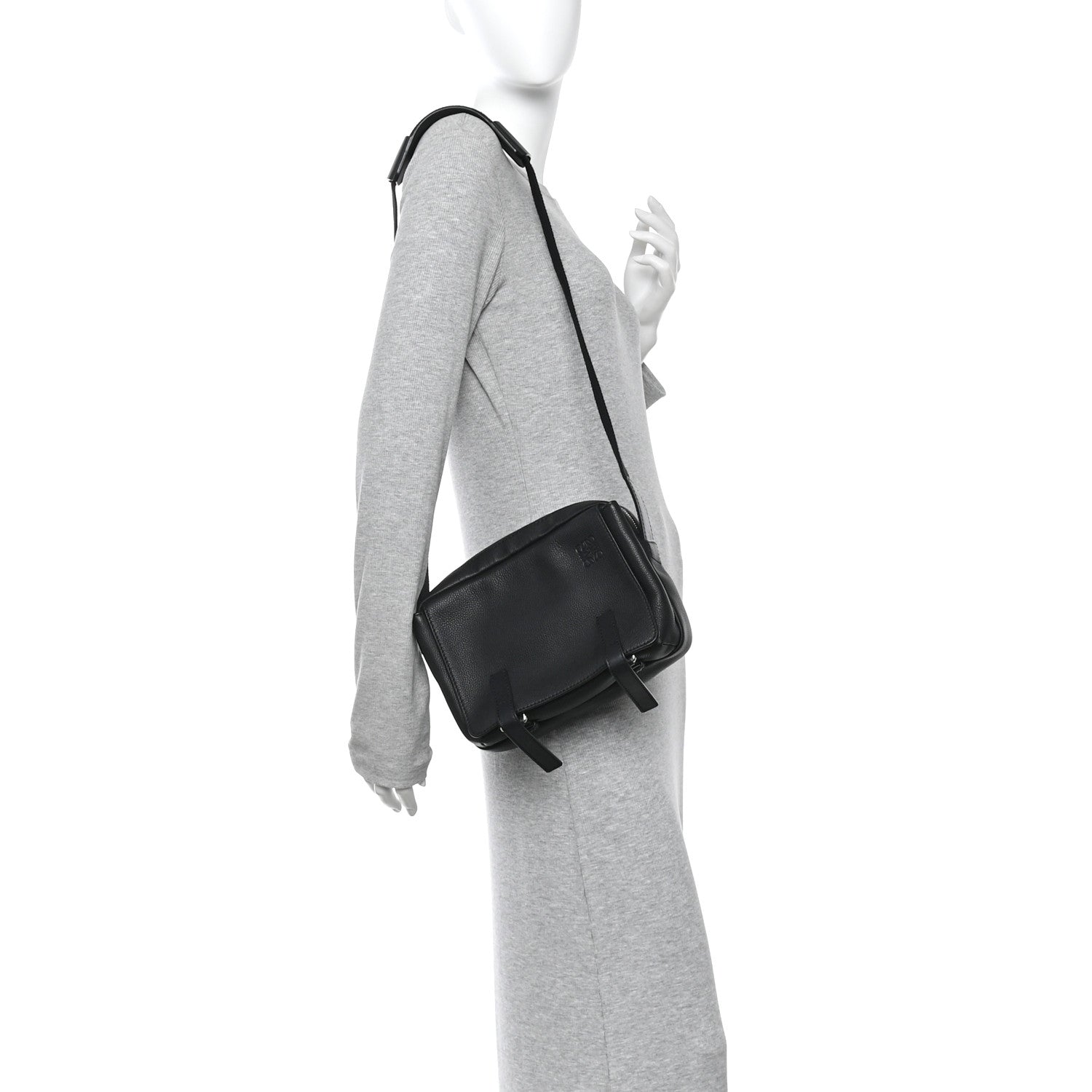 Soft Grained Calfskin XS Military Messenger Bag Black