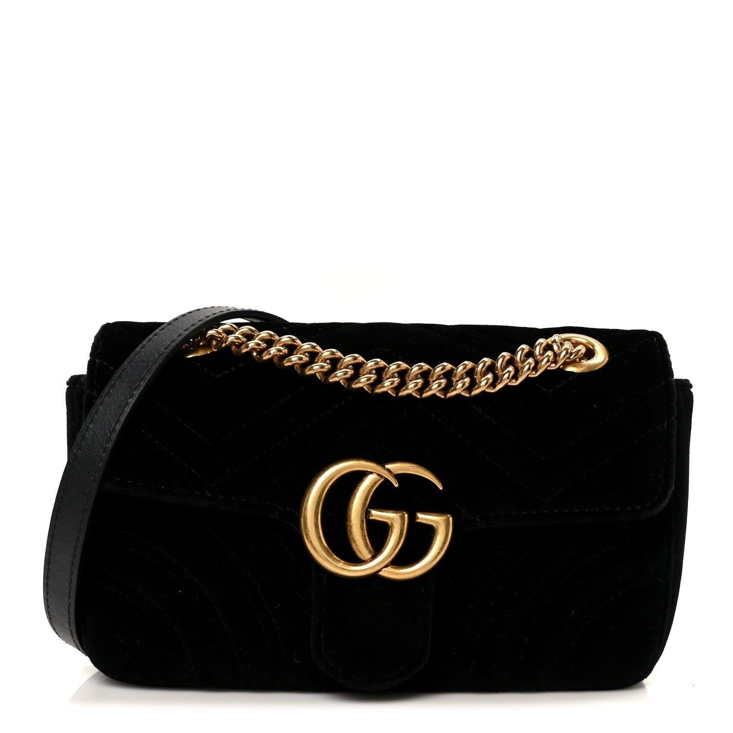 Velvet Matelasse Mini GG Marmont Shoulder Bag  Black