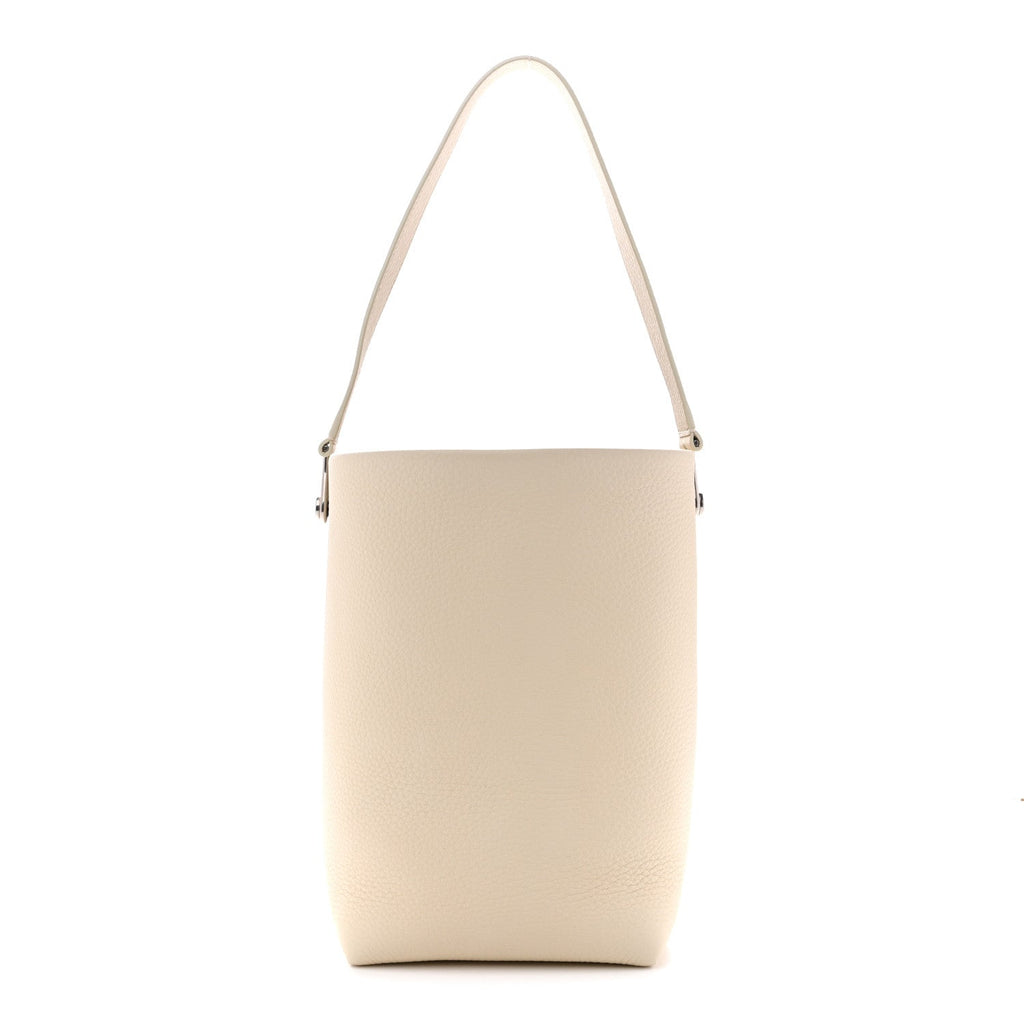 Grained Calfskin Small N/S Hook Tote Ivory