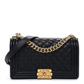 Lambskin Quilted Medium Boy Flap Black