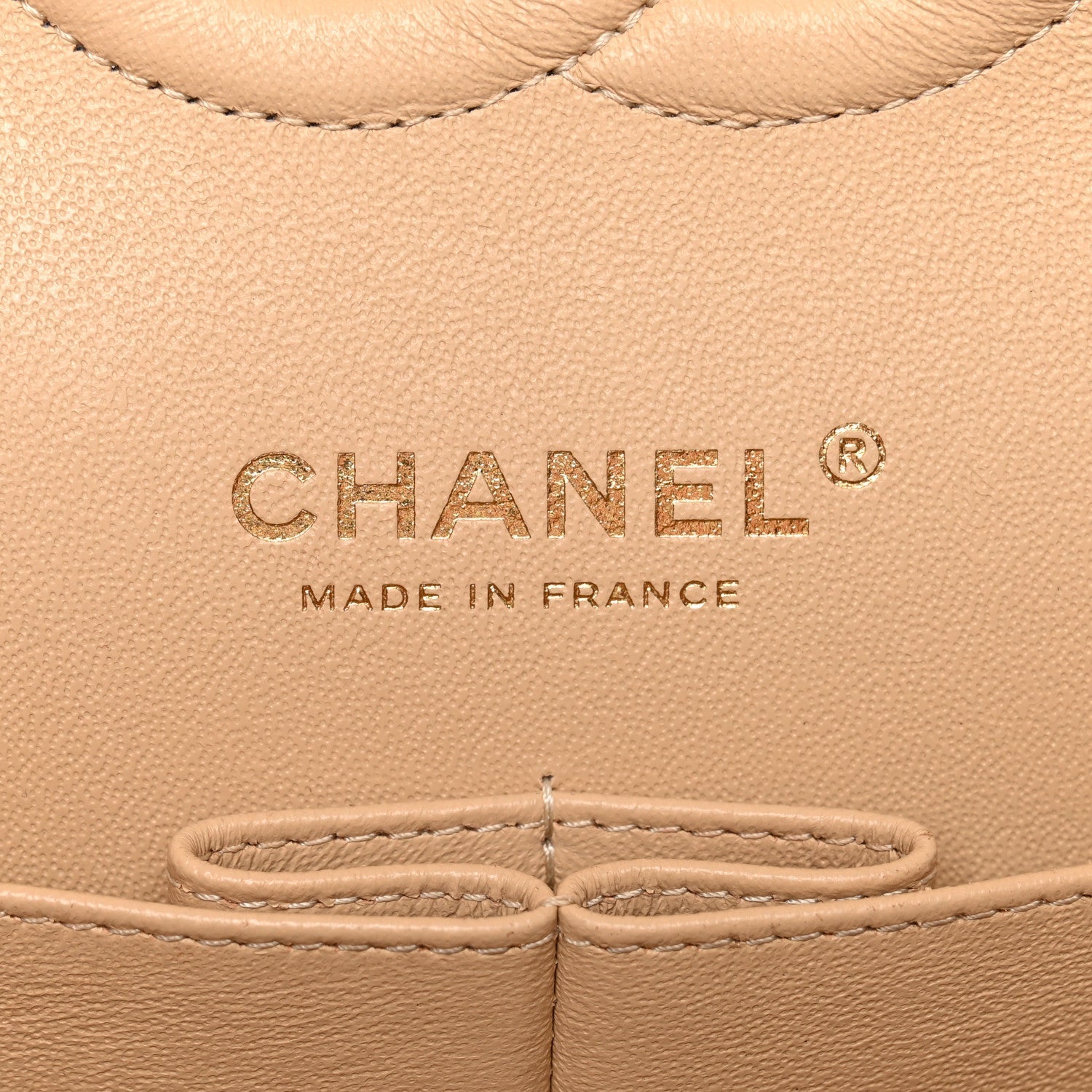 Caviar Quilted Medium Double Flap Beige