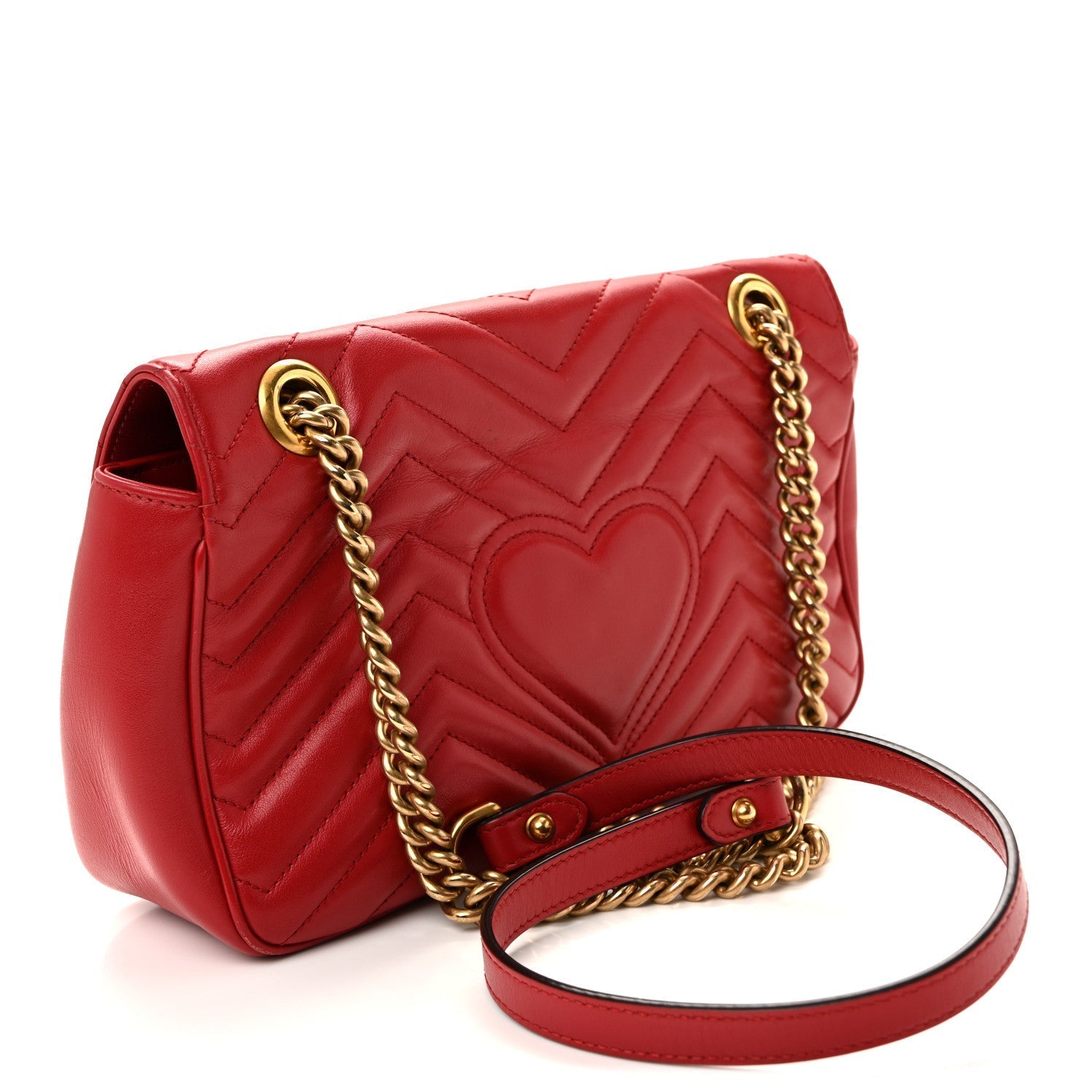 Calfskin Matelasse Small GG Marmont Shoulder Bag Hibiscus Red