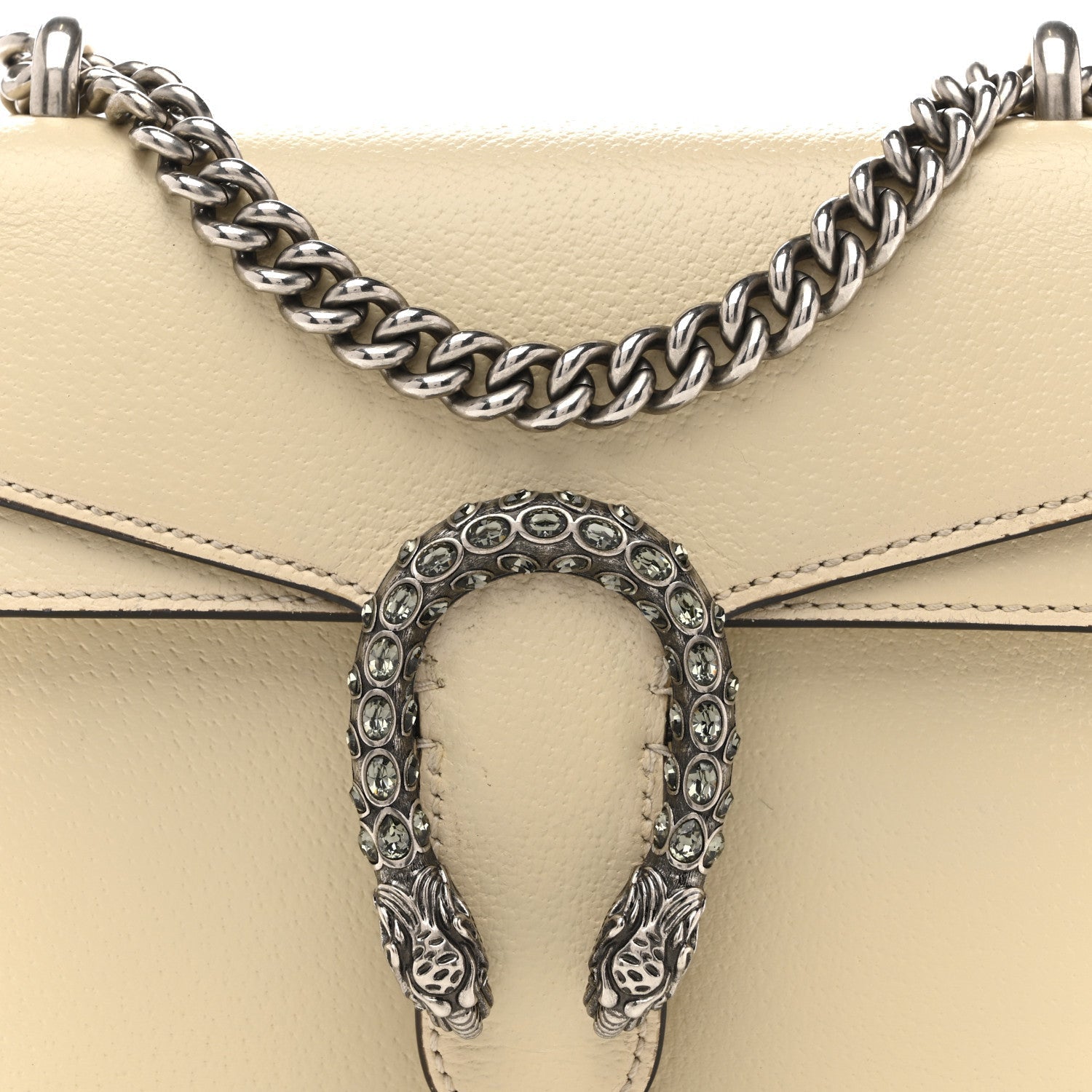 Textured Calfskin Crystal Mini Dionysus Shoulder Bag Mystic White