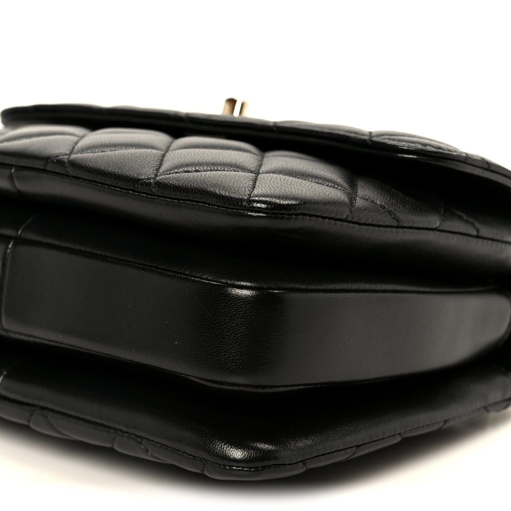 Lambskin Quilted Small Trendy CC Dual Handle Flap Bag Black