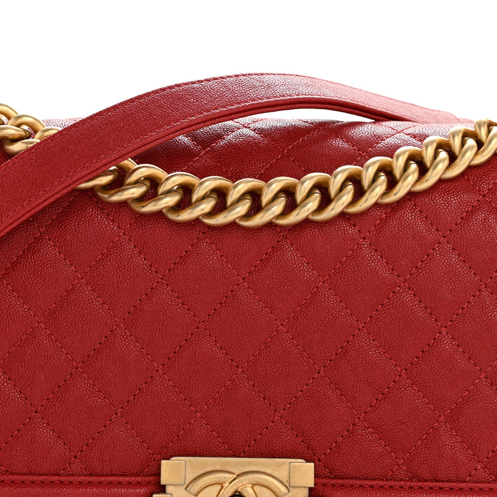 Lambskin Quilted Medium Boy Flap Red