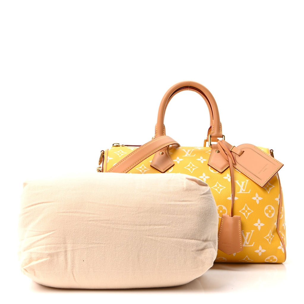 Calfskin Monogram Speedy P9 Bandouliere 25 Jaune Mat
