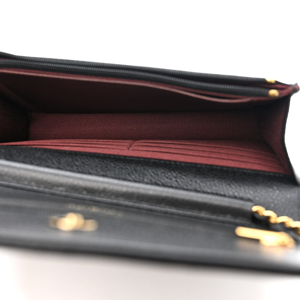 Caviar Quilted Wallet on Chain WOC Black