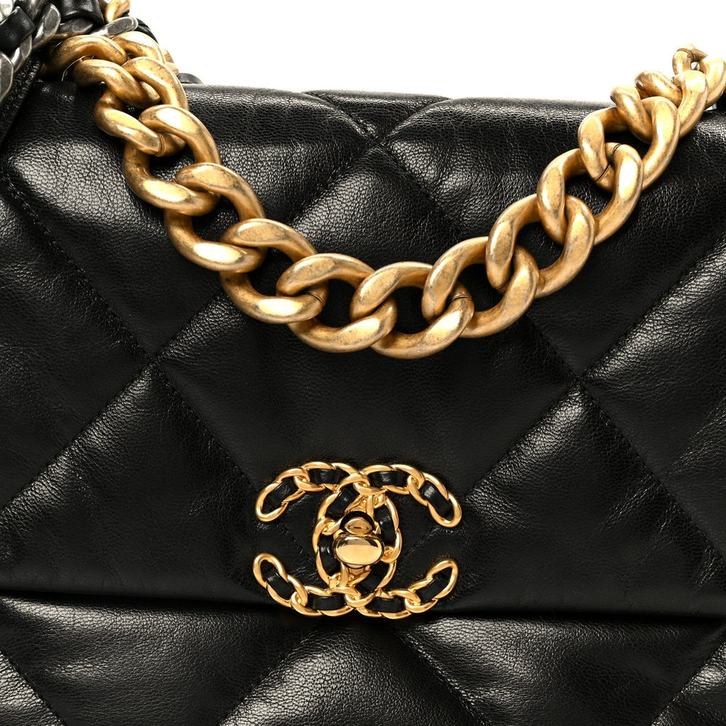 Goatskin Quilted Large Chanel 19 Flap Black