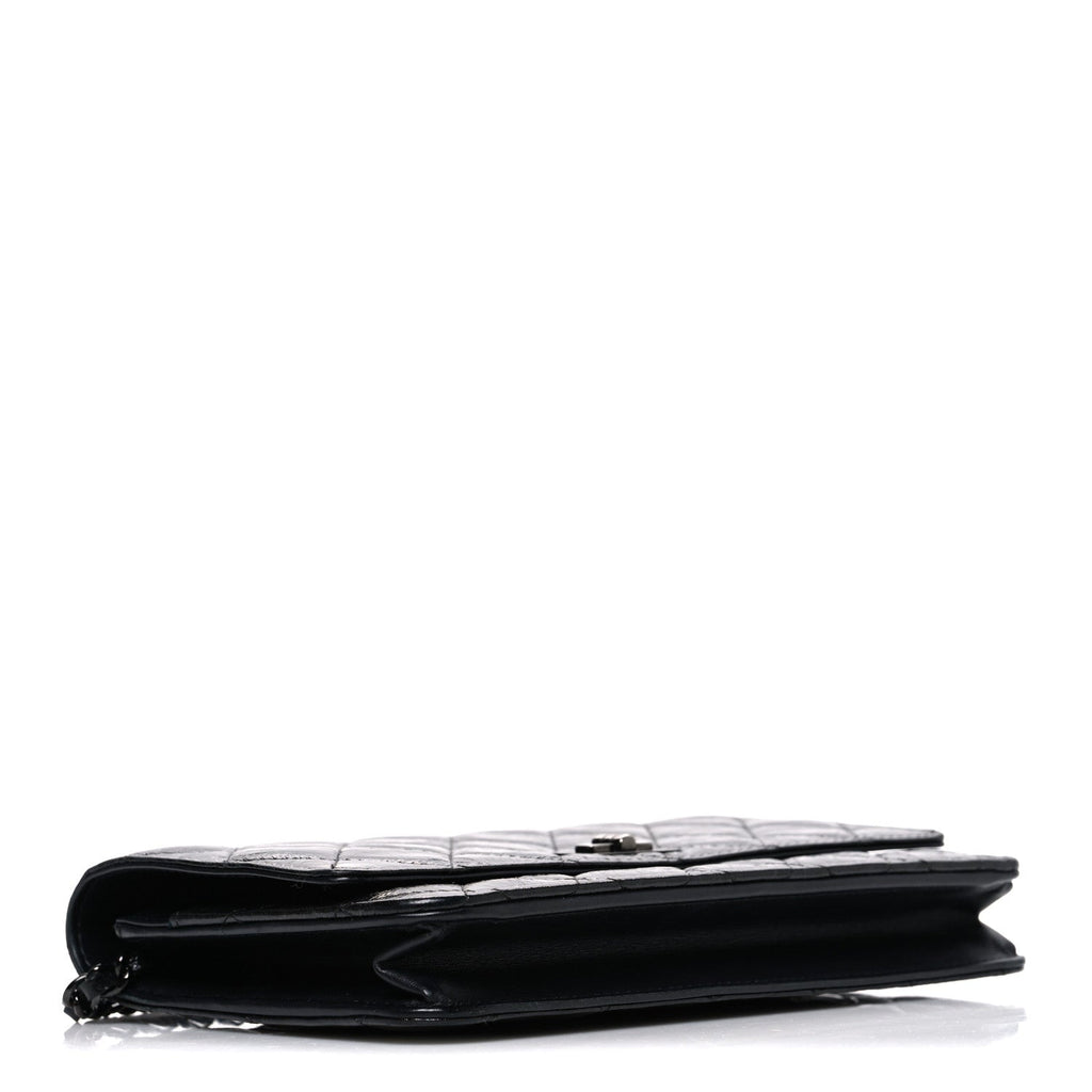 Glazed Aged Calfskin Reissue Wallet On Chain WOC So Black
