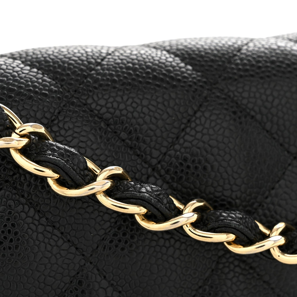Caviar Quilted Jumbo Double Flap Black