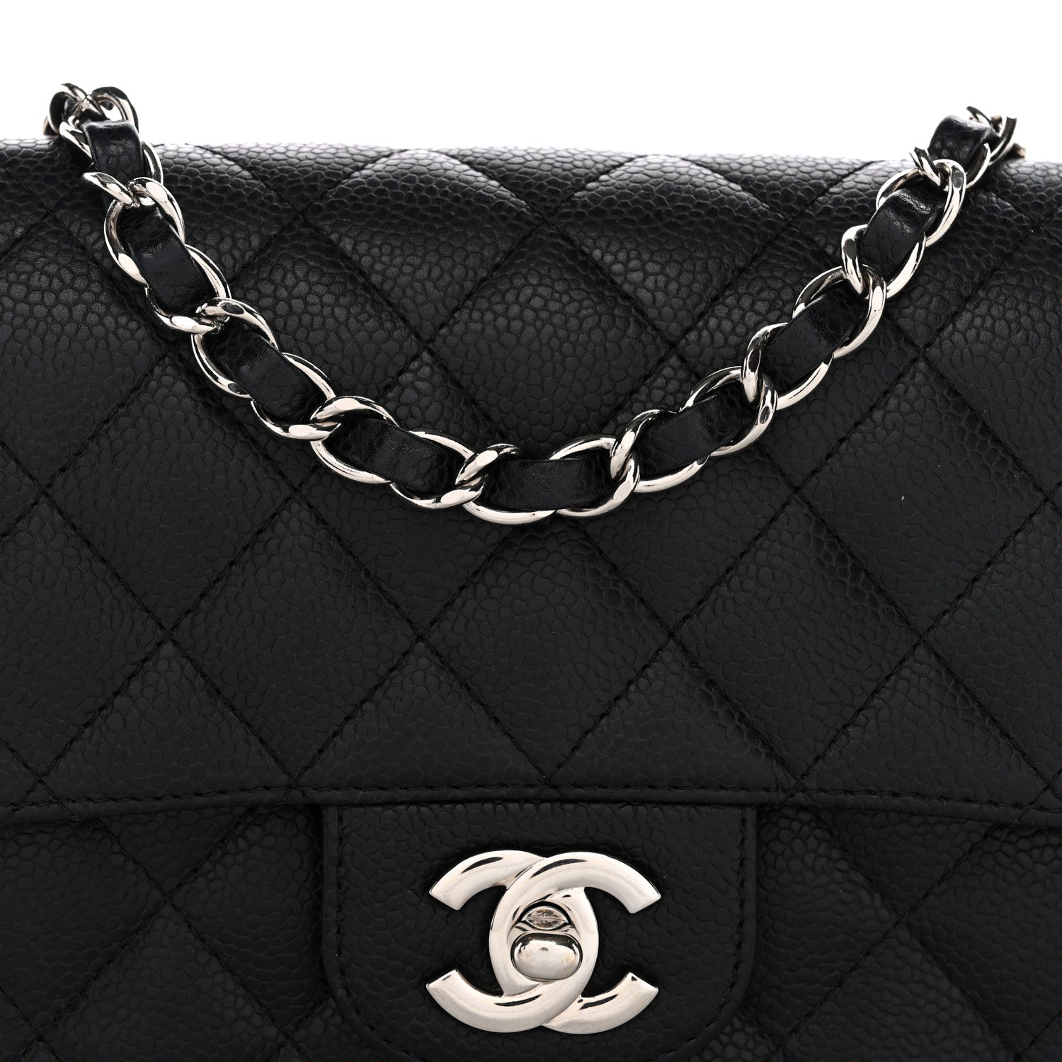 Caviar Quilted Mini Square Flap Black