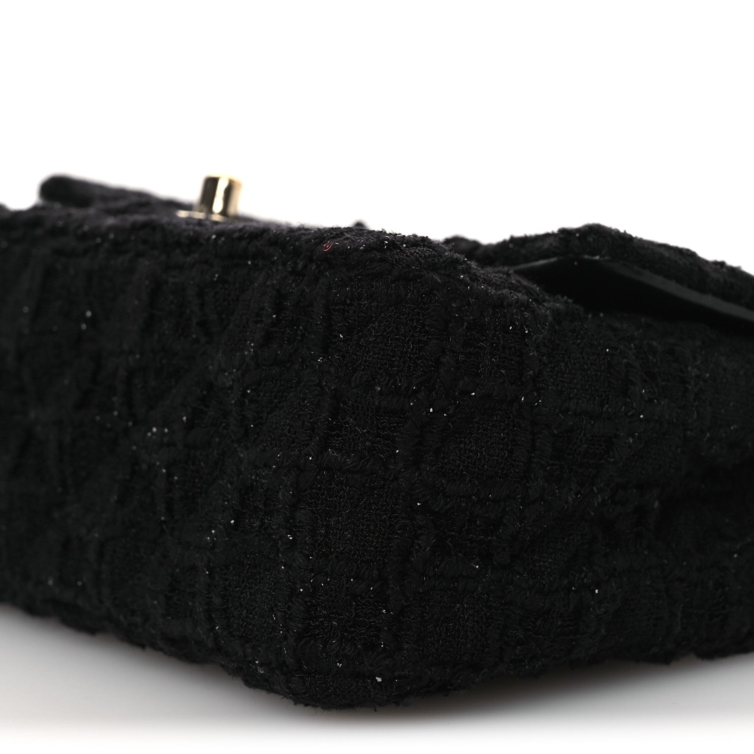 Tweed Quilted Mini Rectangular Flap Black