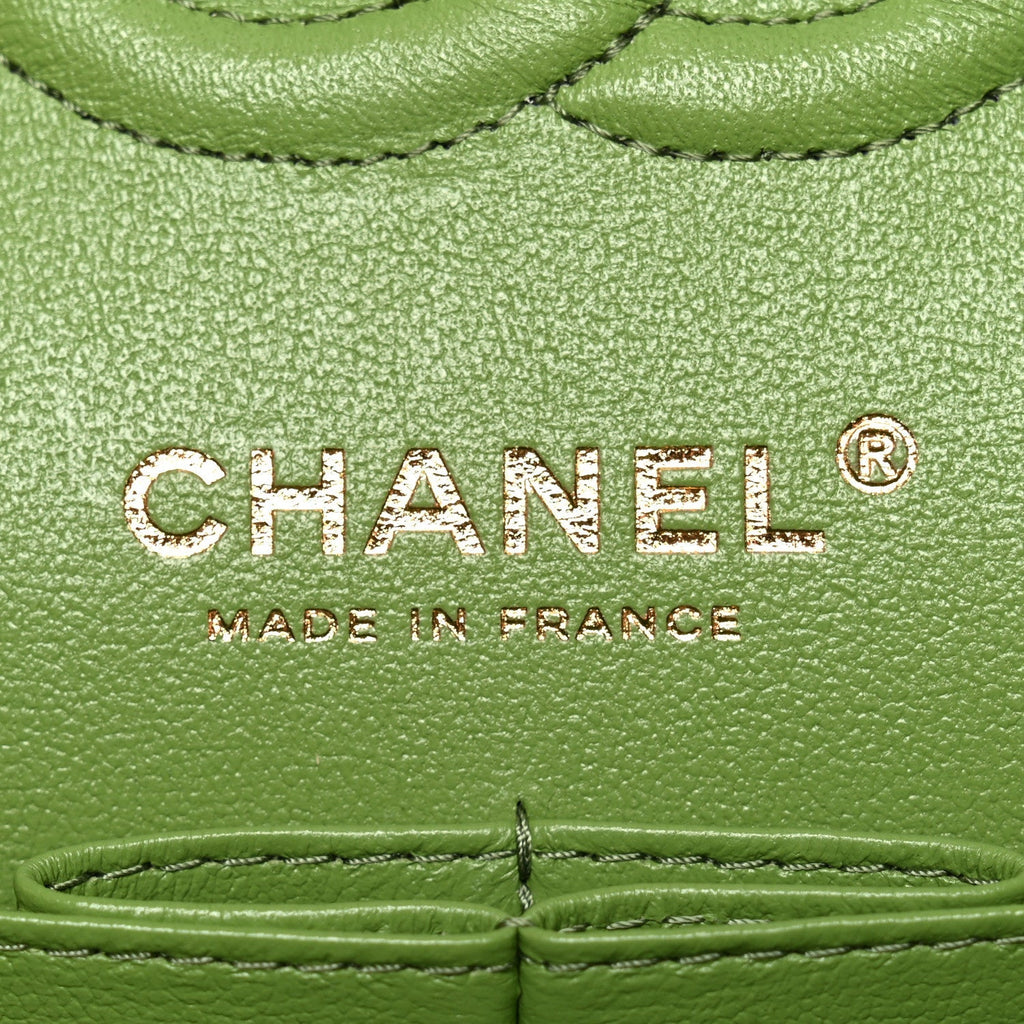 Caviar Quilted Small Double Flap Green