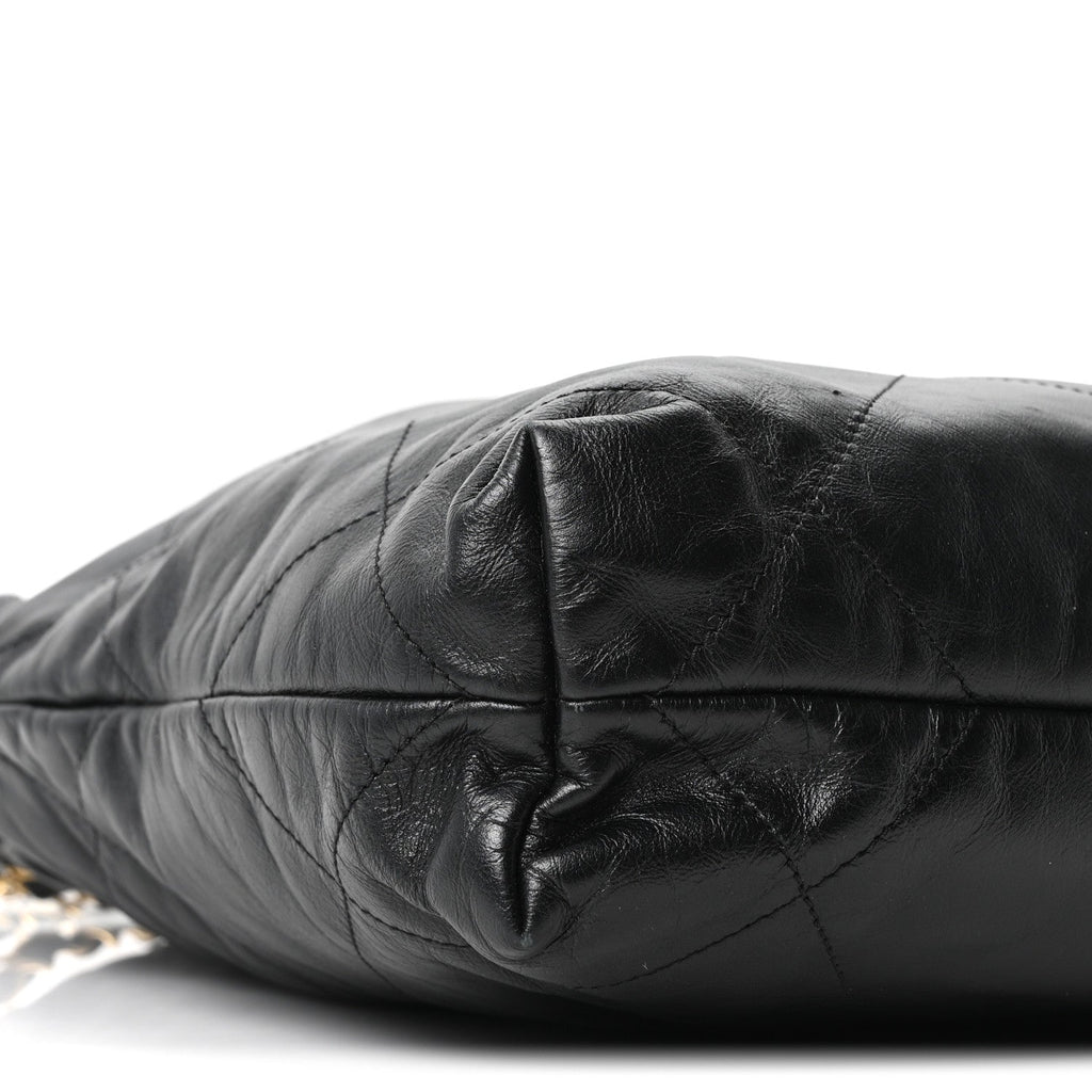 Shiny Calfskin Quilted Small Chanel 22 Black