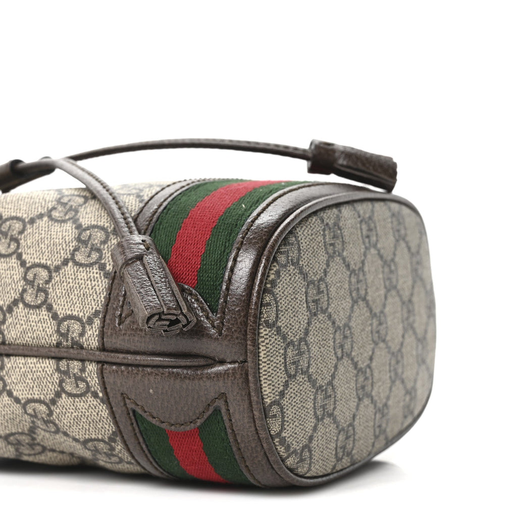 GG Supreme Monogram Web Mini Ophidia Bucket Bag Brown
