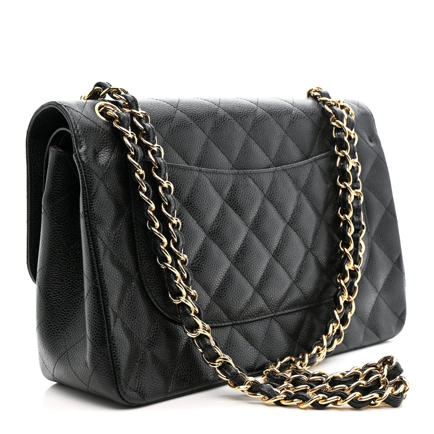 Caviar Quilted Jumbo Double Flap Black