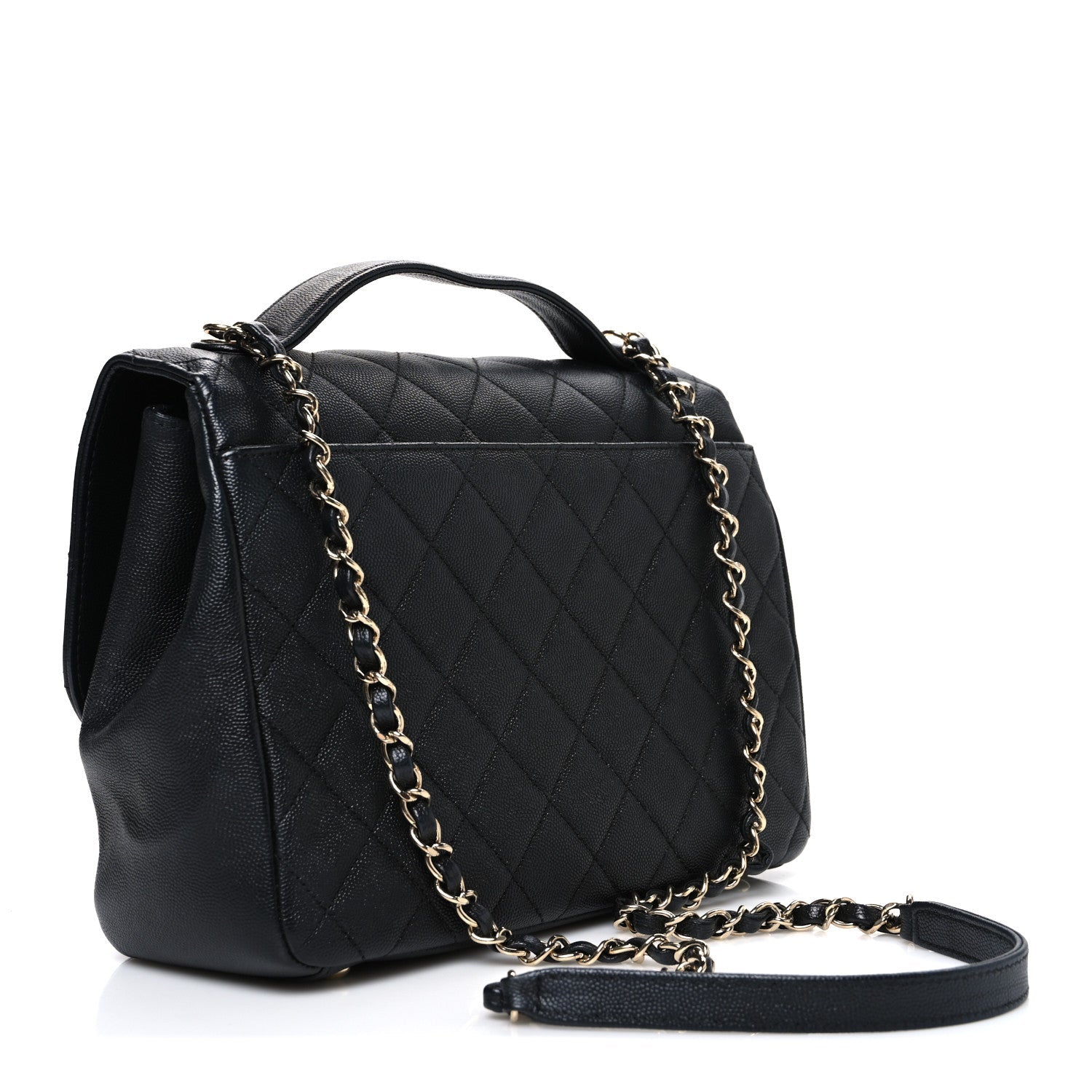 Caviar Quilted Large Business Affinity Flap Black