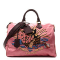 Satin Monogram Paris Tokyo Embroidered Speedy P9 Bandouliere 40 Dark Pink