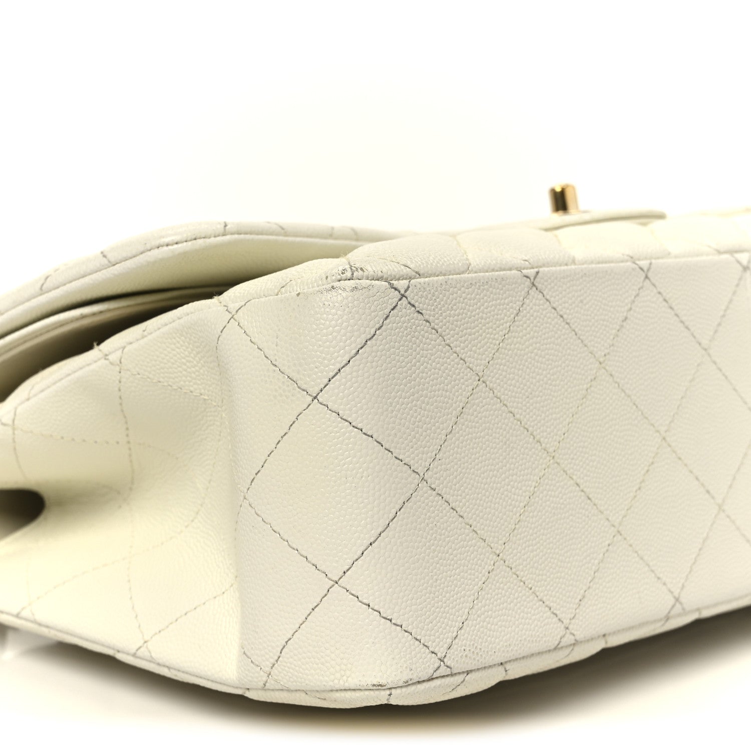 Caviar Quilted Jumbo Double Flap White