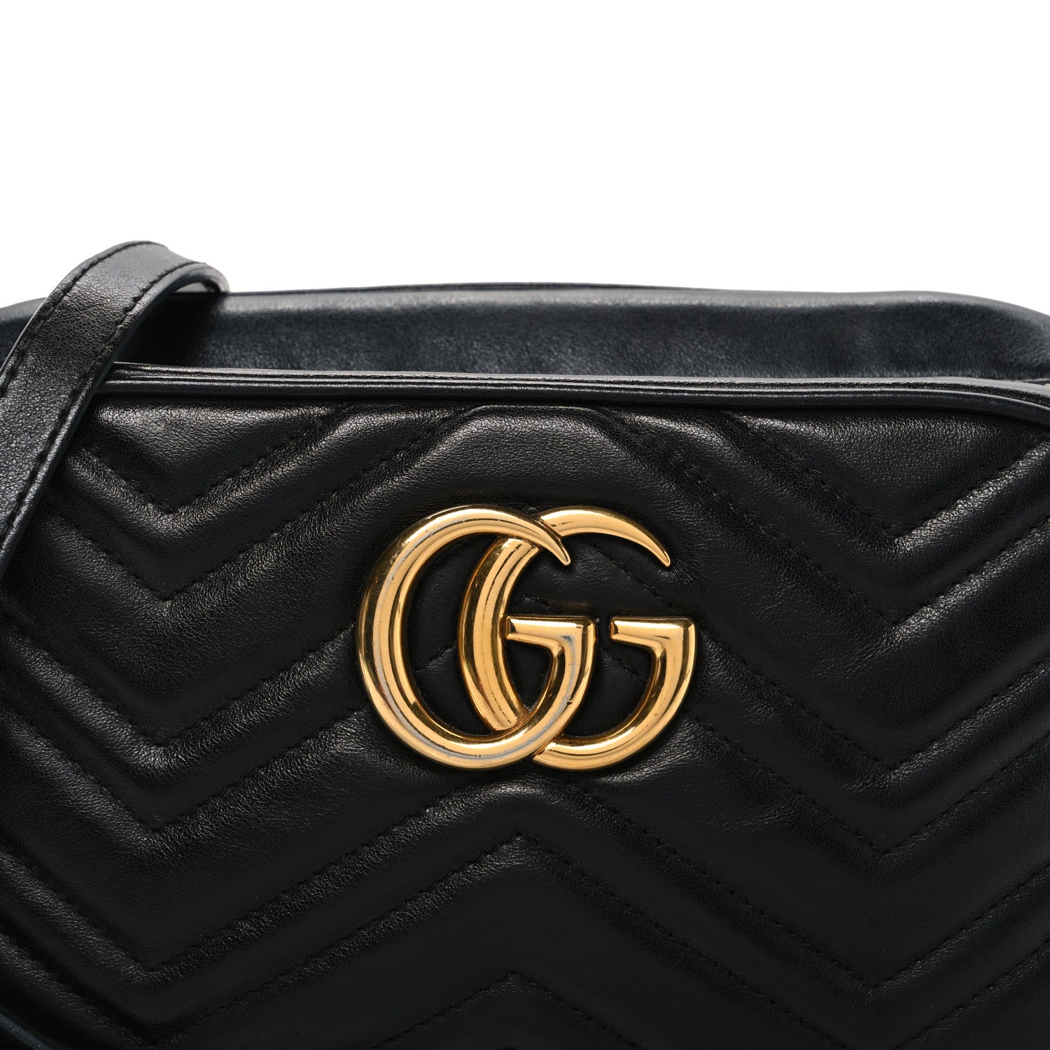 Calfskin Matelasse Small GG Marmont Chain Shoulder Bag Black