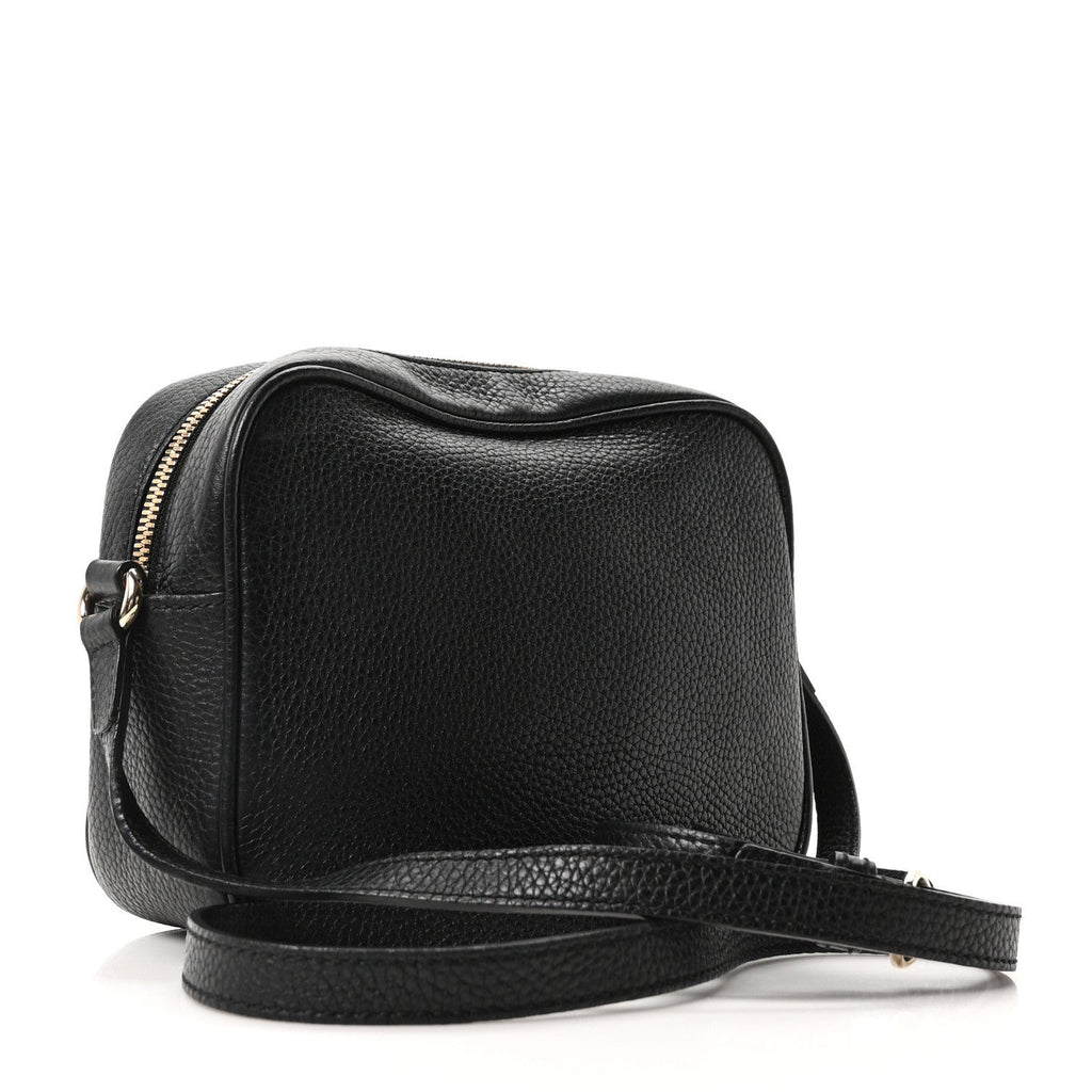 Pebbled Calfskin Small Soho Disco Bag Black