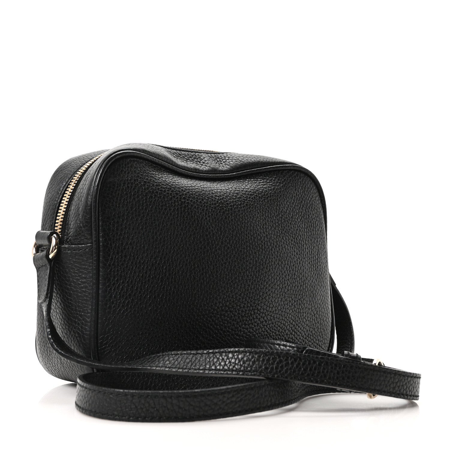 Pebbled Calfskin Small Soho Disco Bag Black