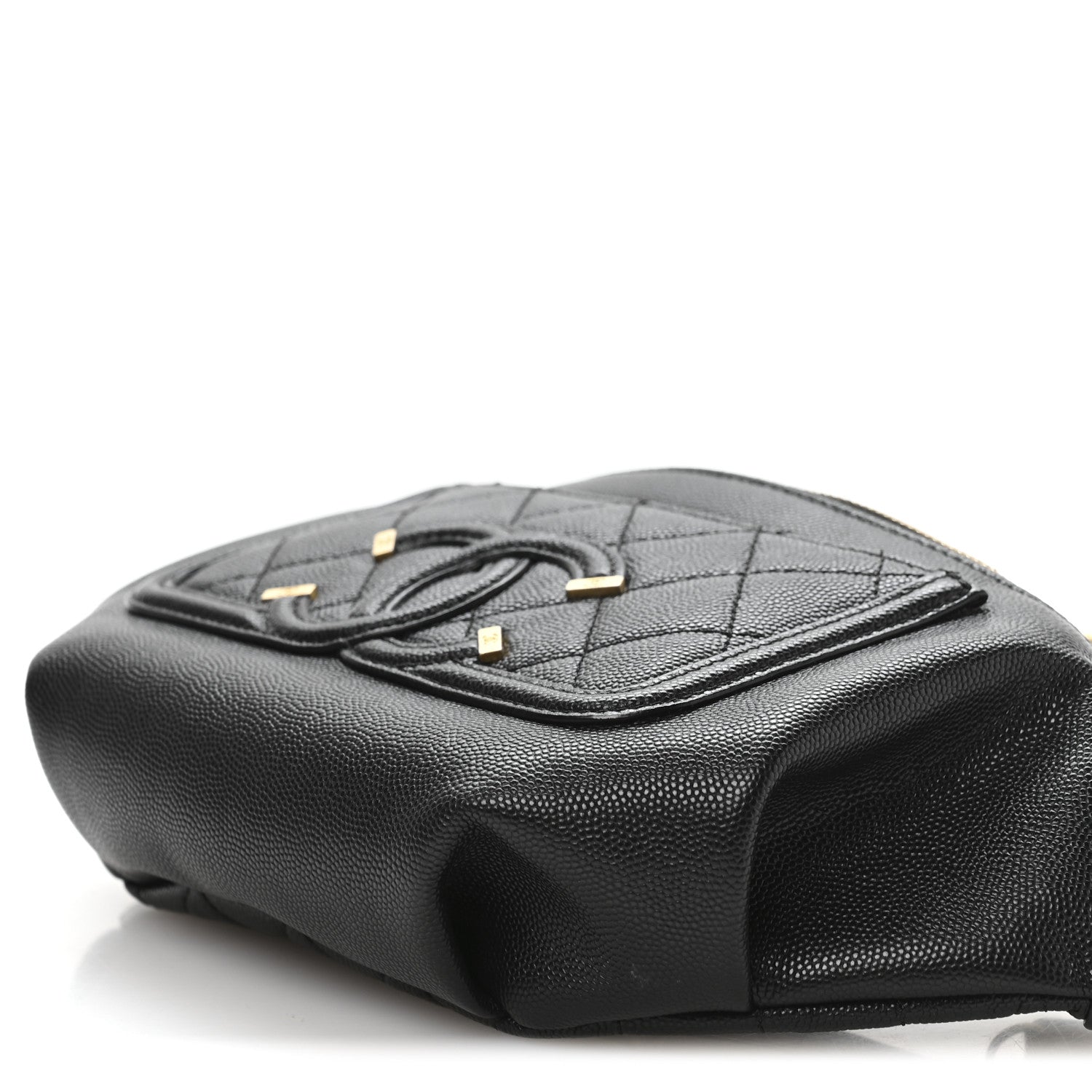Caviar Quilted Filigree Waist Bag Black