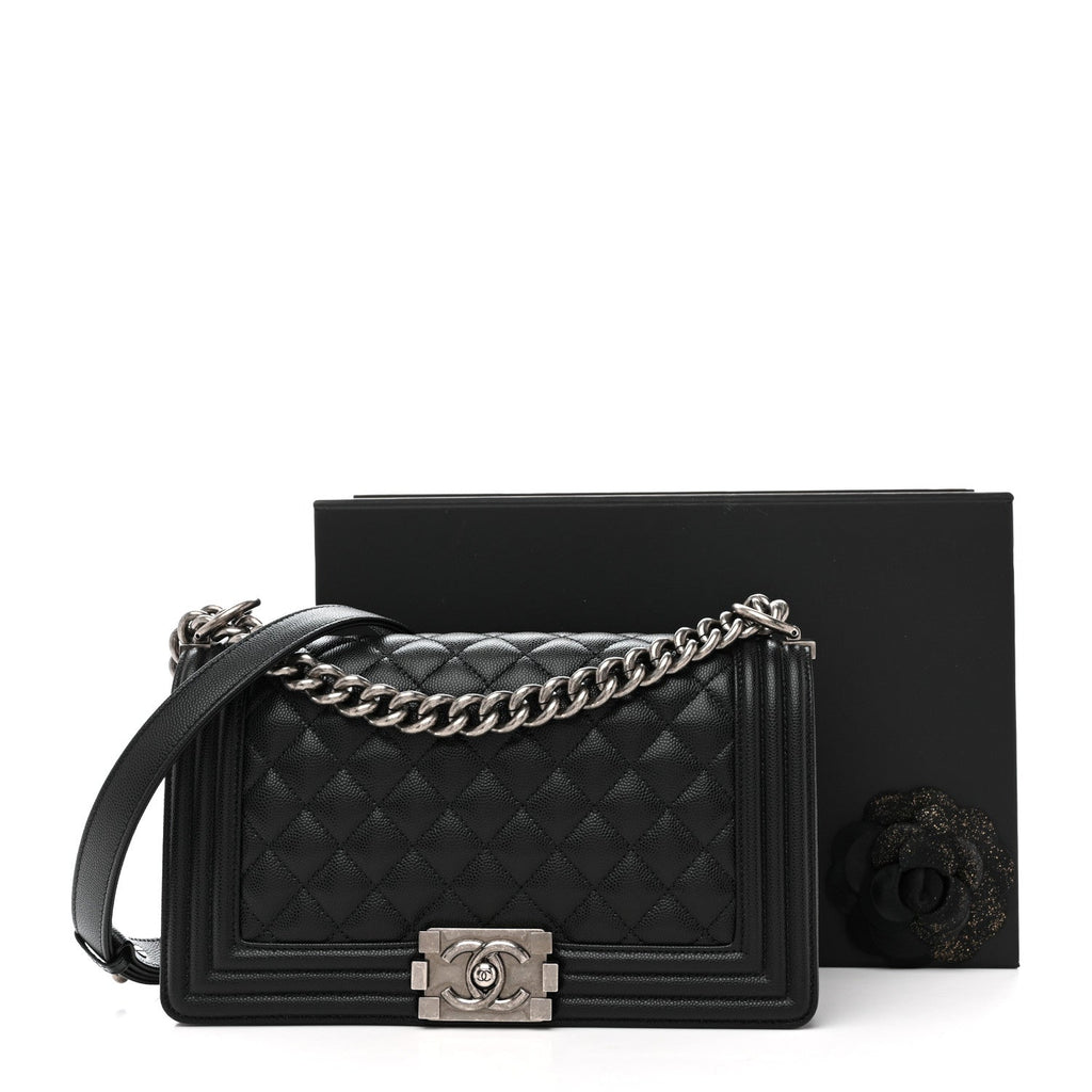 Caviar Quilted Medium Boy Flap Black