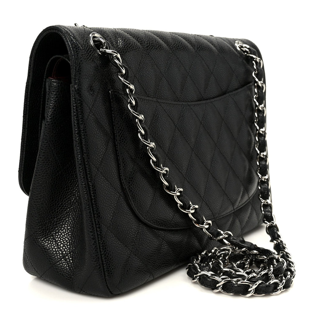 Caviar Quilted Jumbo Double Flap Black