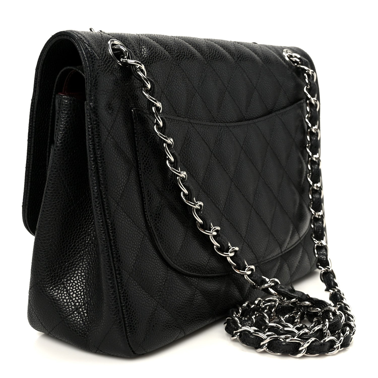 Caviar Quilted Jumbo Double Flap Black