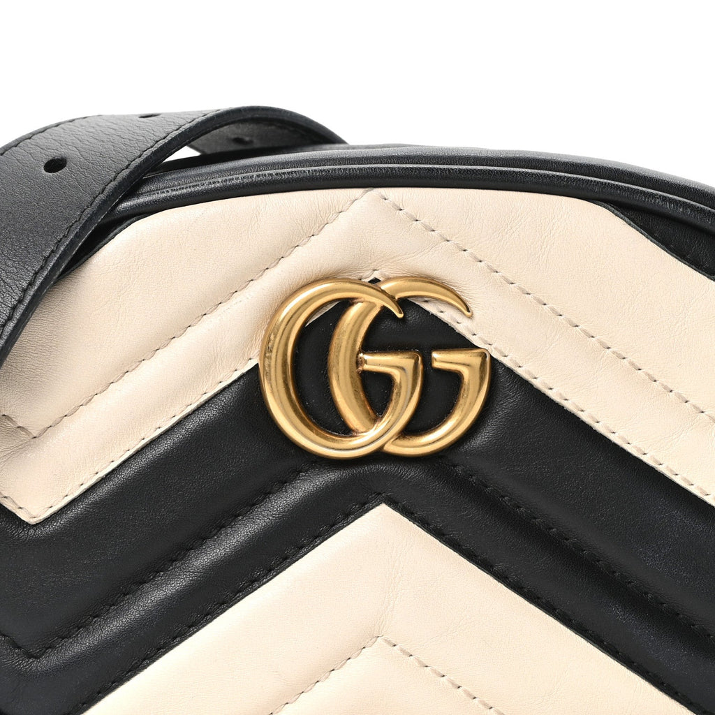 Calfskin Matelasse GG Marmont Belt Bag 85 34 Black White