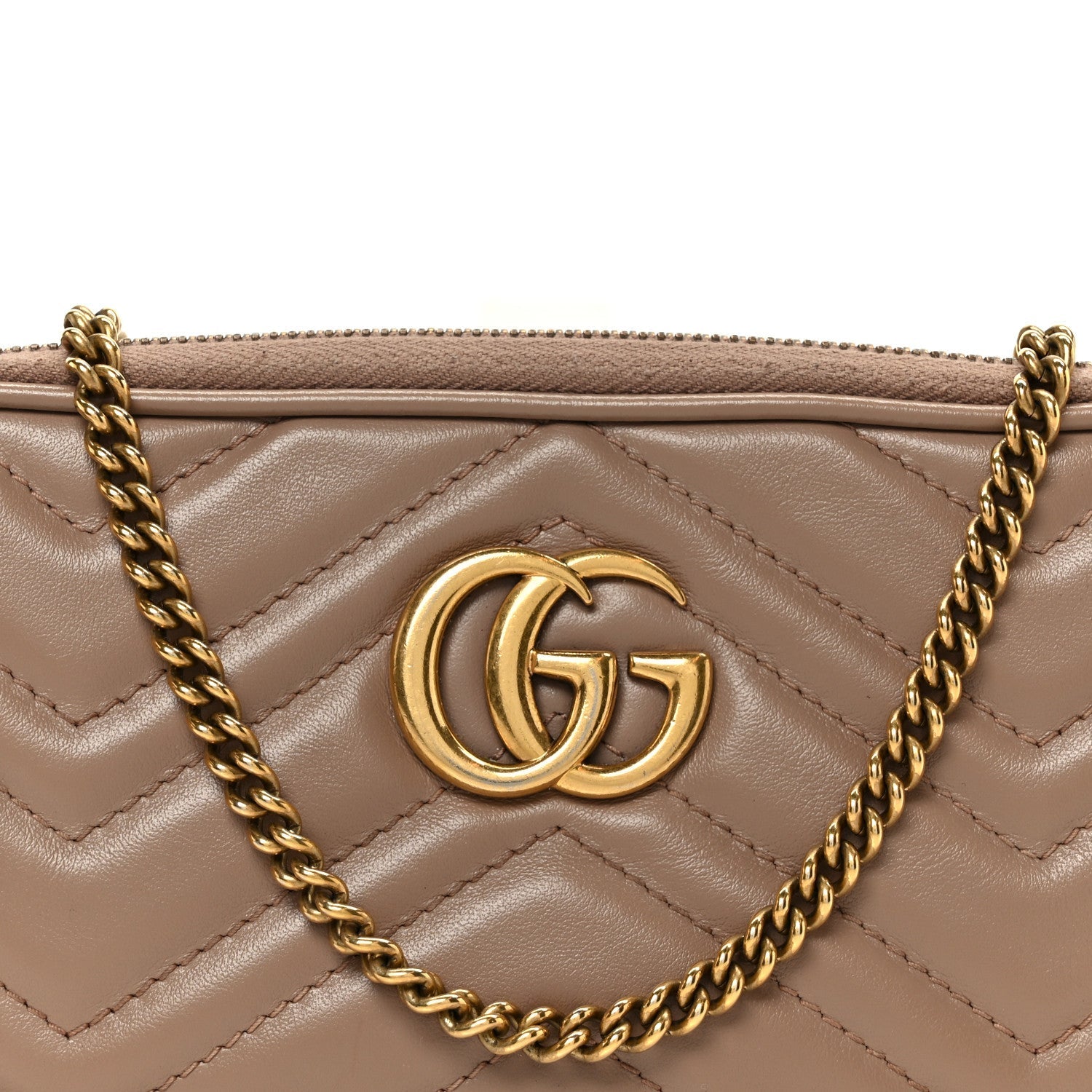 Calfskin Matelasse Mini GG Marmont Chain Crossbody Bag Porcelain Rose