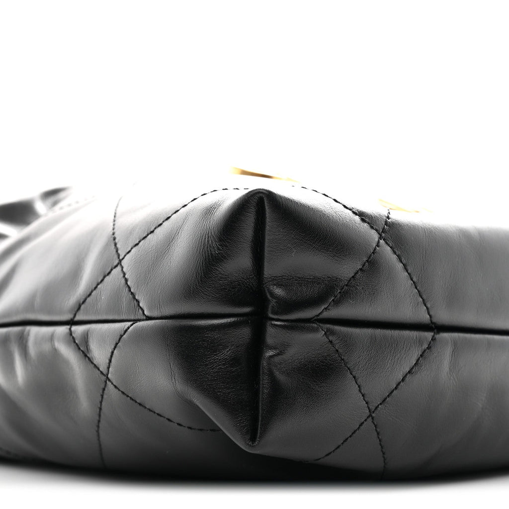 Shiny Calfskin Quilted Mini Chanel 22 Black