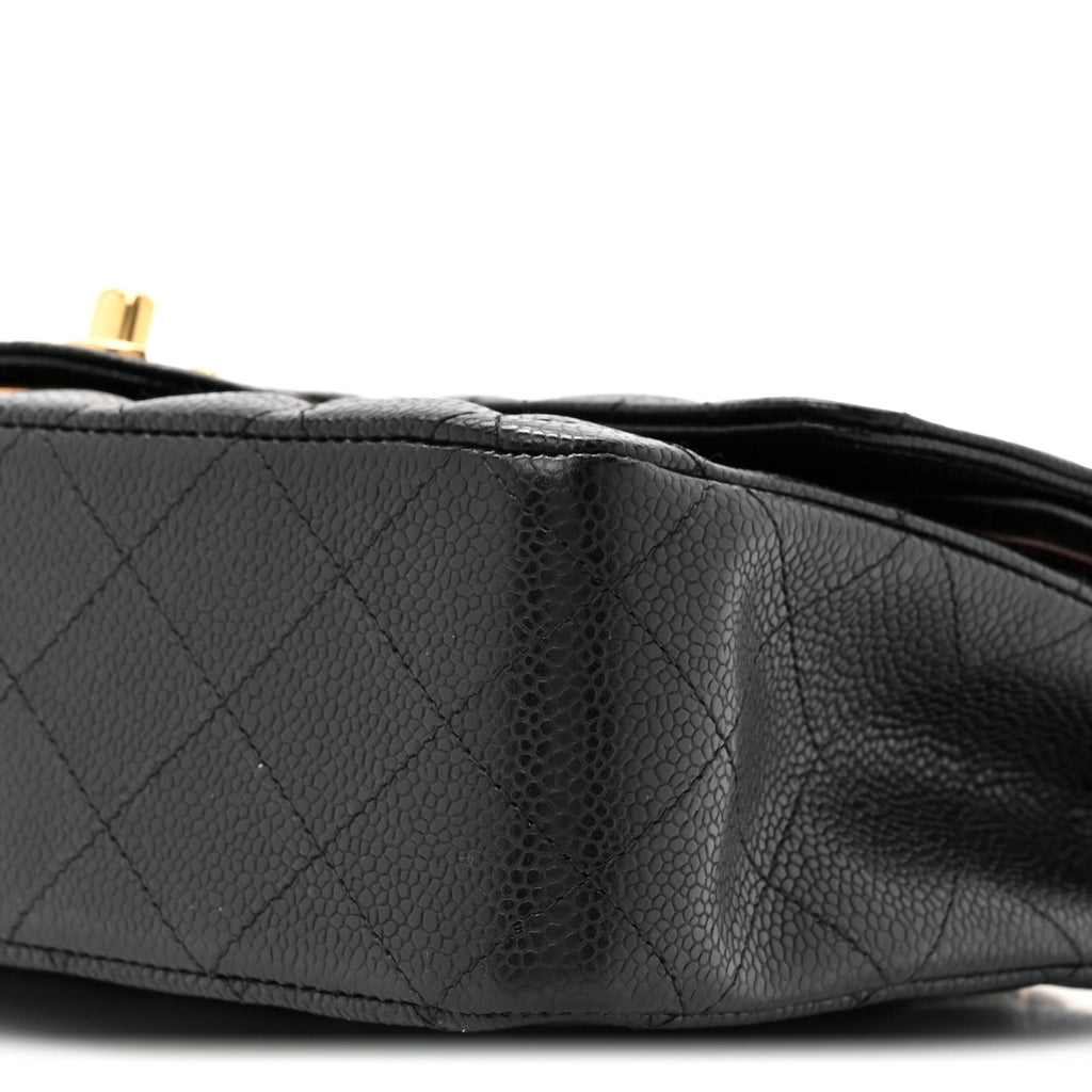 Caviar Quilted Medium Double Flap Black
