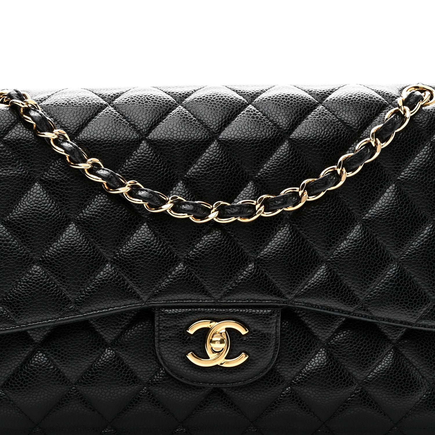 Caviar Quilted Jumbo Double Flap Black