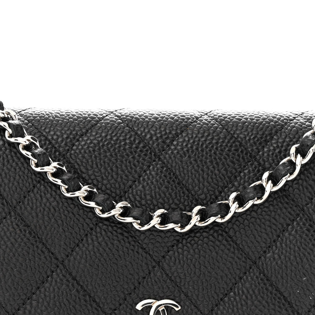 Caviar Quilted Wallet on Chain WOC Black