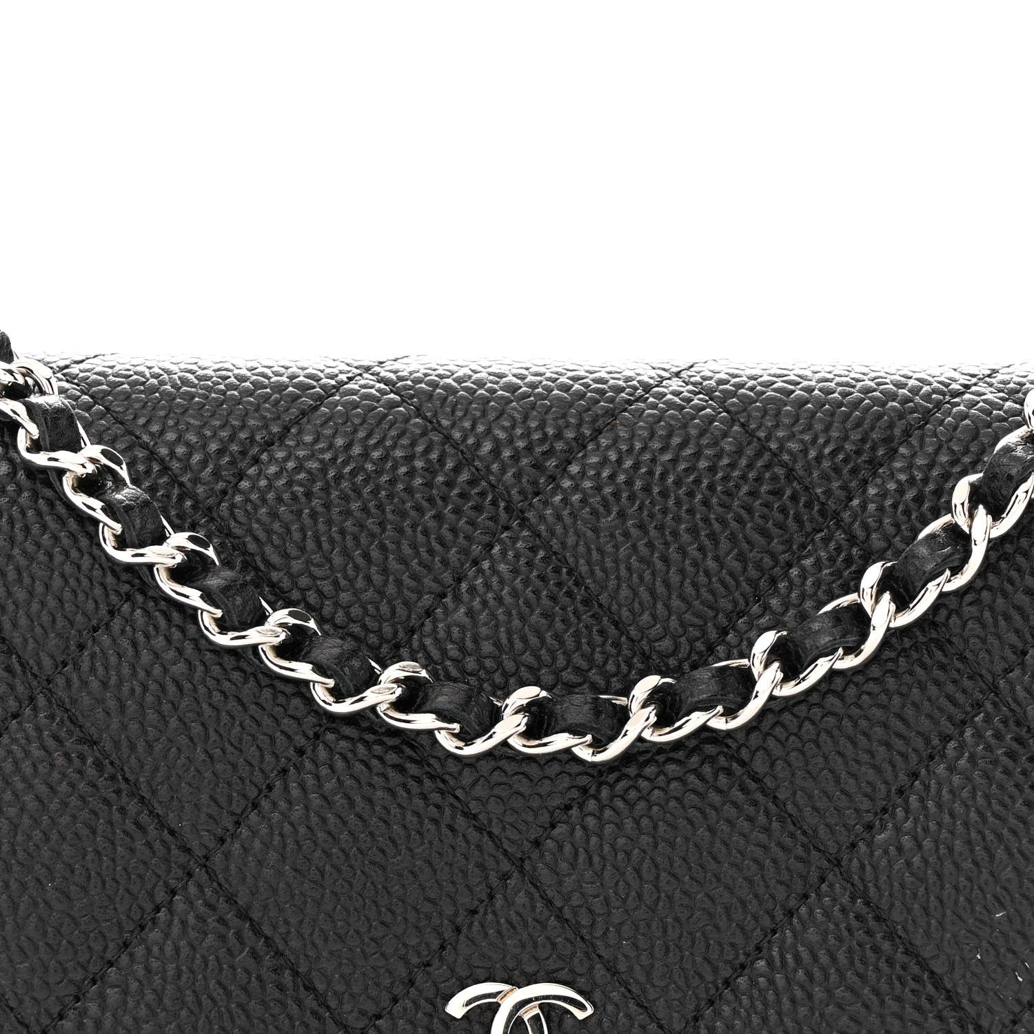 Caviar Quilted Wallet on Chain WOC Black